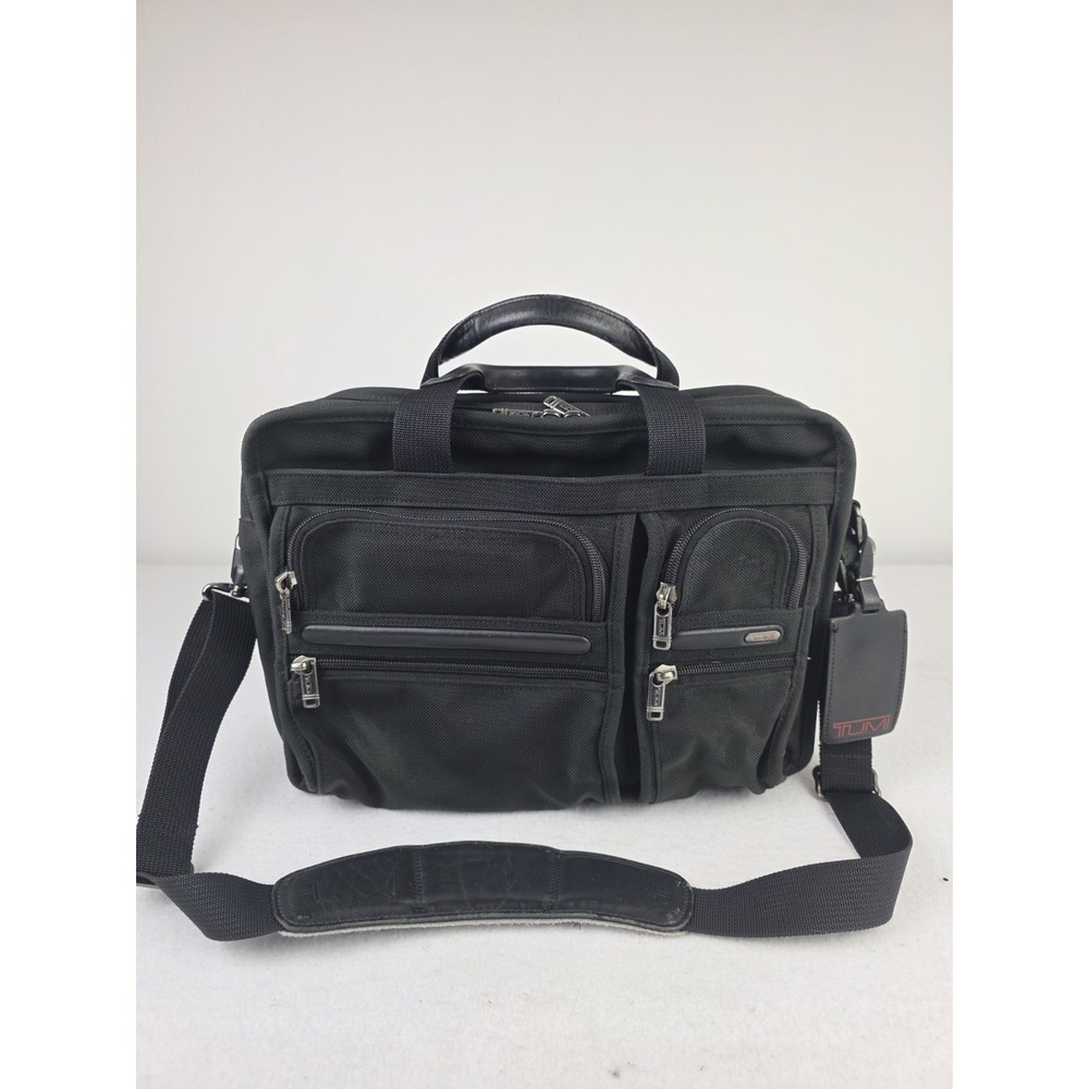Tumi Alpha Organizer Laptop Briefcase Ballistic Nylon Bag 26141D4 Black *READ*‎